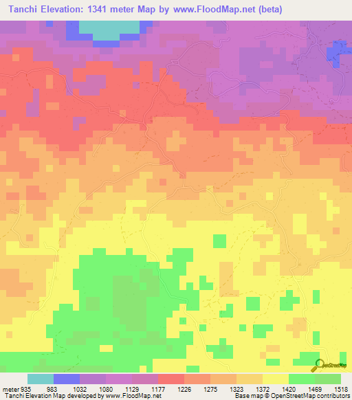 Tanchi,Guatemala Elevation Map