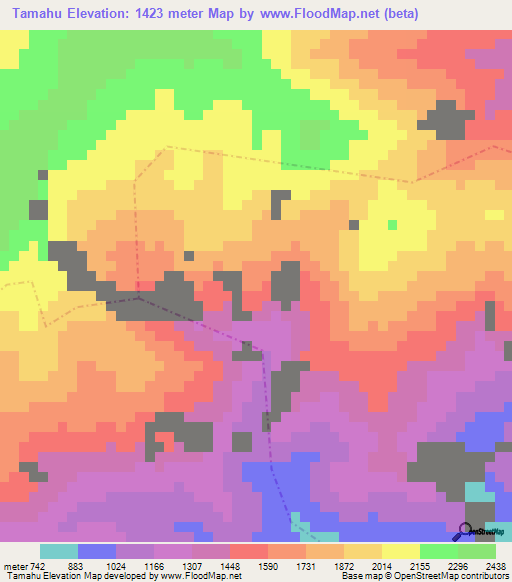 Tamahu,Guatemala Elevation Map