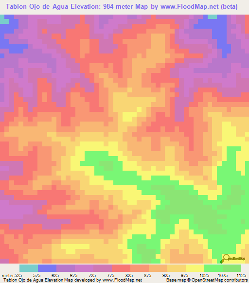 Tablon Ojo de Agua,Guatemala Elevation Map