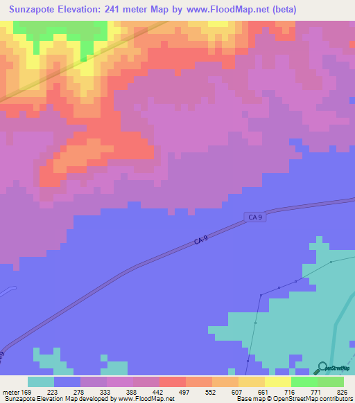 Sunzapote,Guatemala Elevation Map