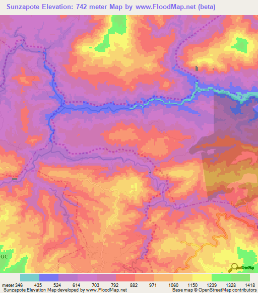 Elevation of Sunzapote,Guatemala Elevation Map, Topography, Contour