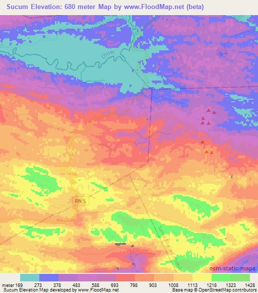 Sucum,Guatemala Elevation Map