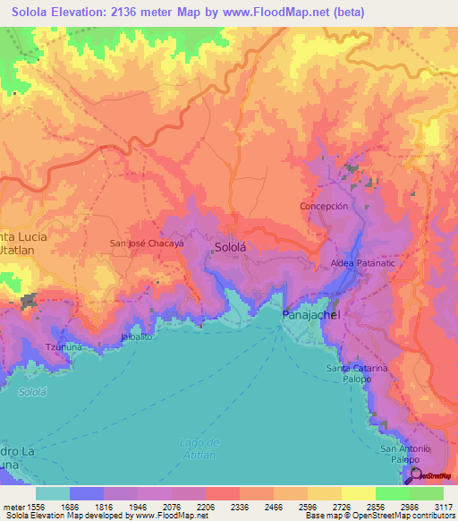 Solola,Guatemala Elevation Map