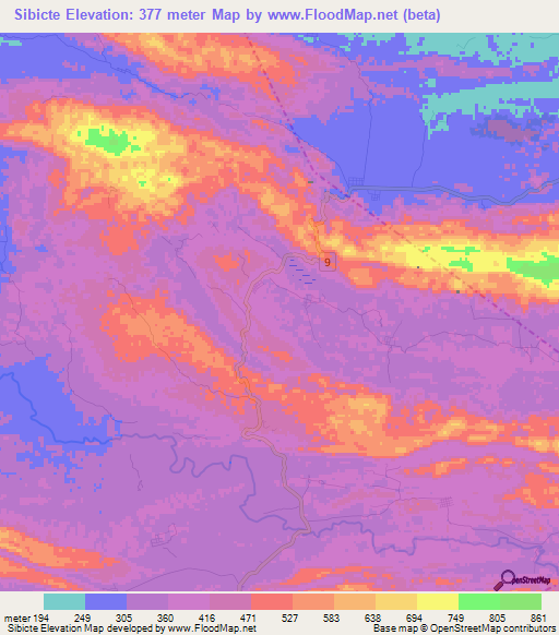 Sibicte,Guatemala Elevation Map