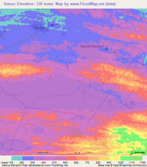 Setzuc,Guatemala Elevation Map