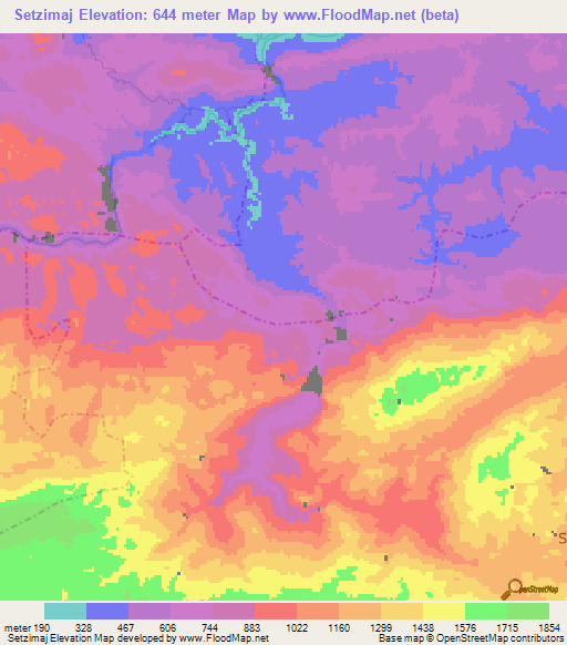 Setzimaj,Guatemala Elevation Map