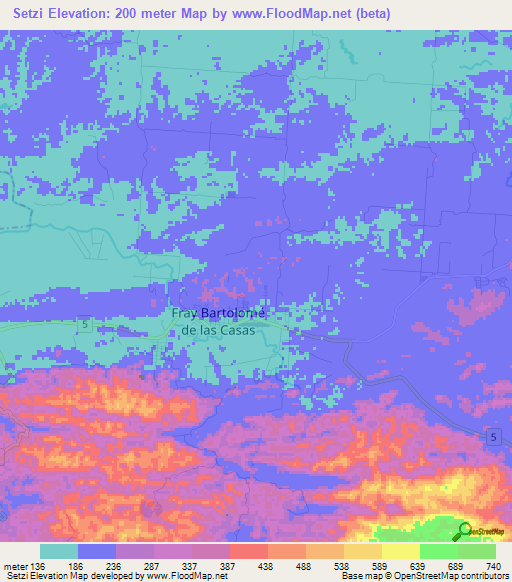 Setzi,Guatemala Elevation Map