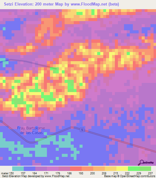 Setzi,Guatemala Elevation Map