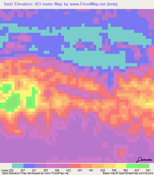 Setzi,Guatemala Elevation Map