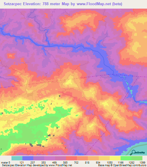 Setzacpec,Guatemala Elevation Map