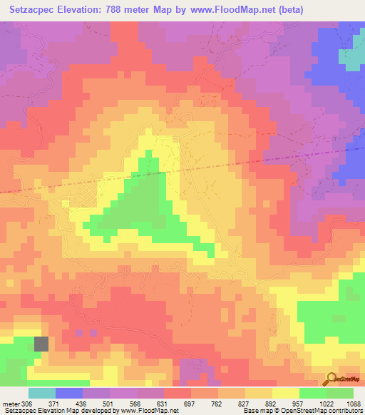 Setzacpec,Guatemala Elevation Map