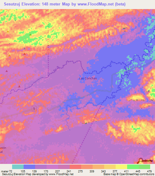 Sesutzuj,Guatemala Elevation Map