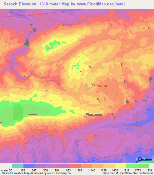 Sesoch,Guatemala Elevation Map