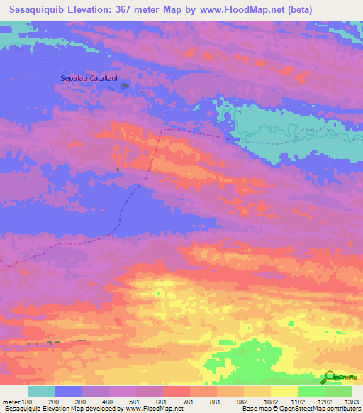 Sesaquiquib,Guatemala Elevation Map