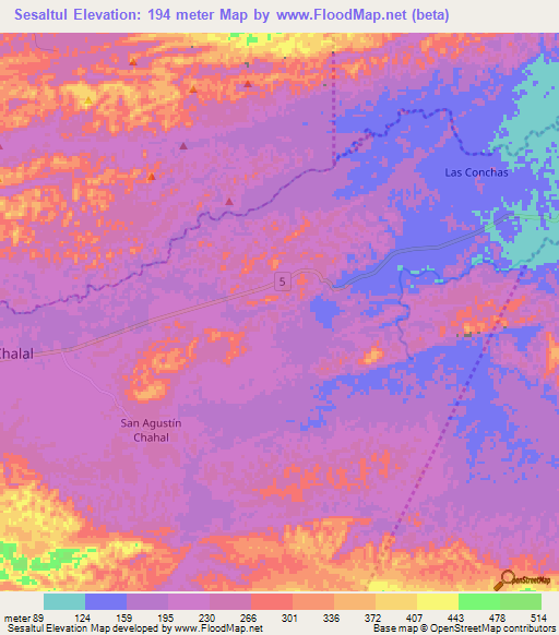 Sesaltul,Guatemala Elevation Map