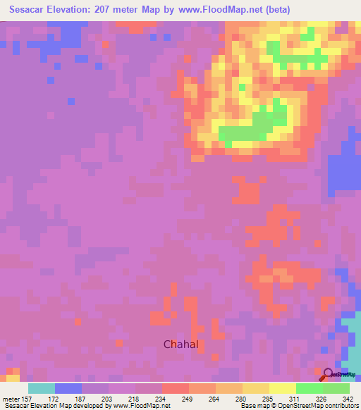 Sesacar,Guatemala Elevation Map