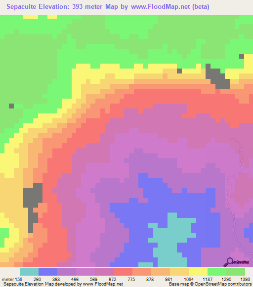 Sepacuite,Guatemala Elevation Map