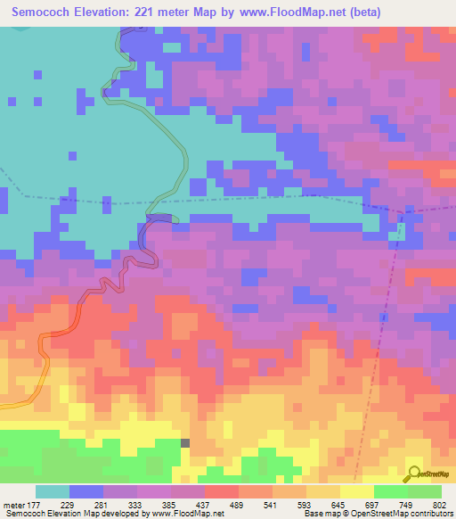 Semococh,Guatemala Elevation Map