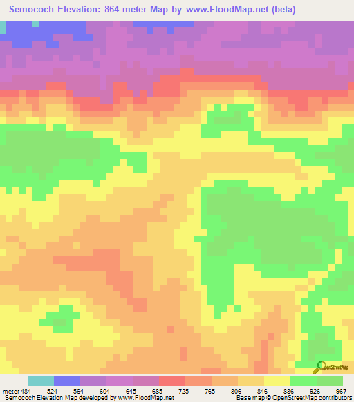 Semococh,Guatemala Elevation Map