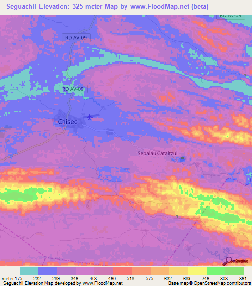 Seguachil,Guatemala Elevation Map