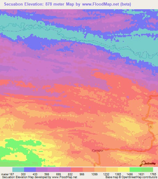 Secuabon,Guatemala Elevation Map