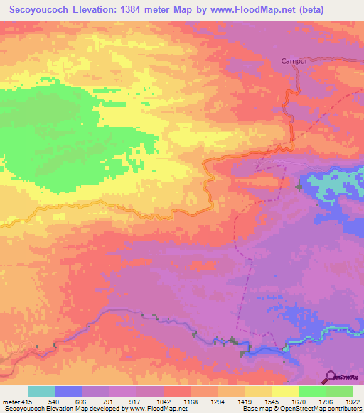 Secoyoucoch,Guatemala Elevation Map