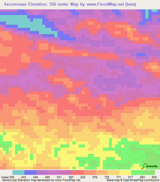 Secomuxan,Guatemala Elevation Map