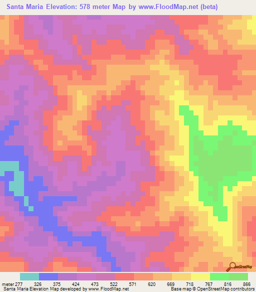 Santa Maria,Guatemala Elevation Map