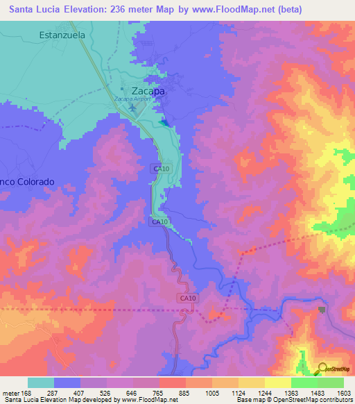 Santa Lucia,Guatemala Elevation Map