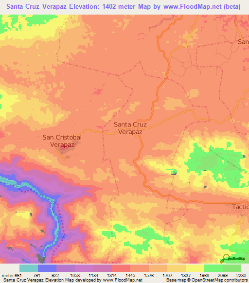 Santa Cruz Verapaz,Guatemala Elevation Map