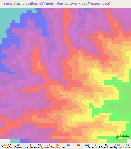 Santa Cruz,Guatemala Elevation Map