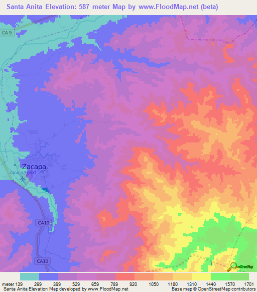 Santa Anita,Guatemala Elevation Map