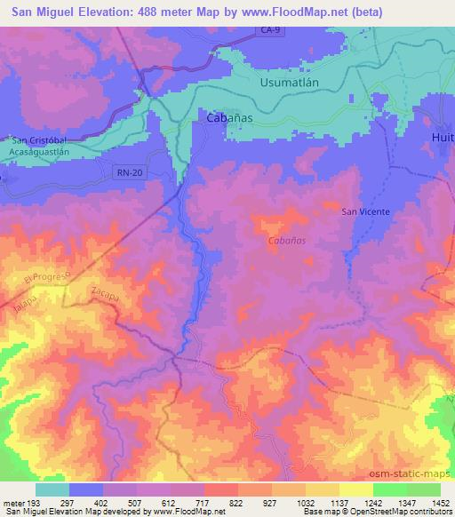 San Miguel,Guatemala Elevation Map