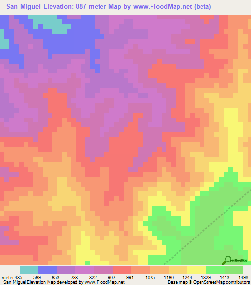 San Miguel,Guatemala Elevation Map