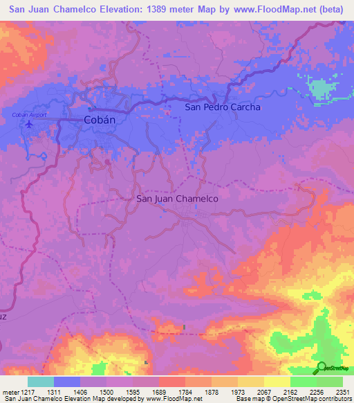 San Juan Chamelco,Guatemala Elevation Map