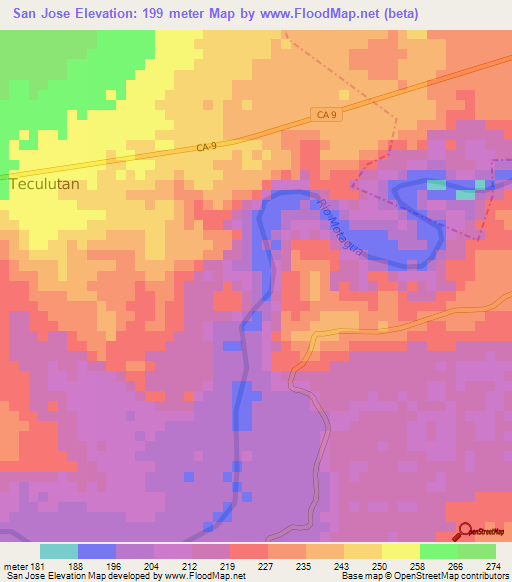 San Jose,Guatemala Elevation Map