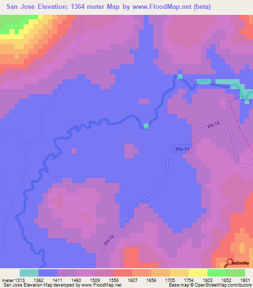 San Jose,Guatemala Elevation Map