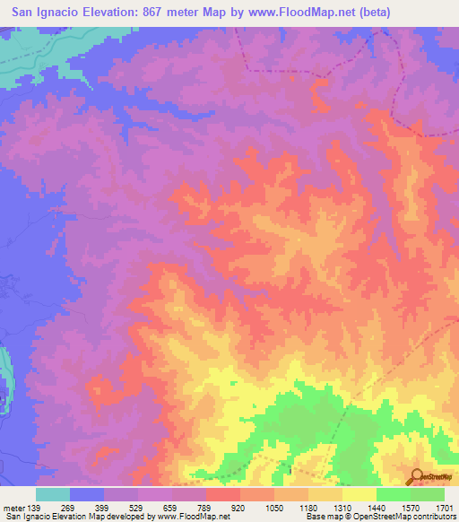 San Ignacio,Guatemala Elevation Map