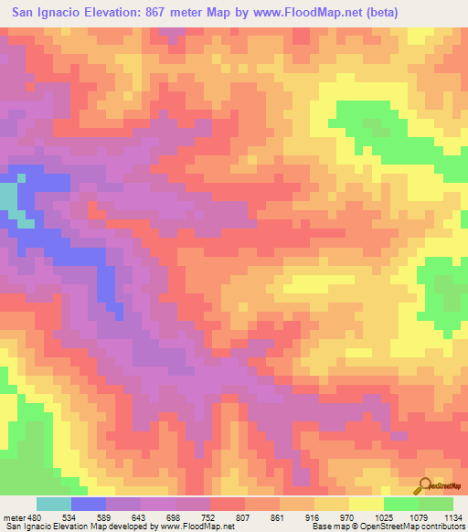 San Ignacio,Guatemala Elevation Map