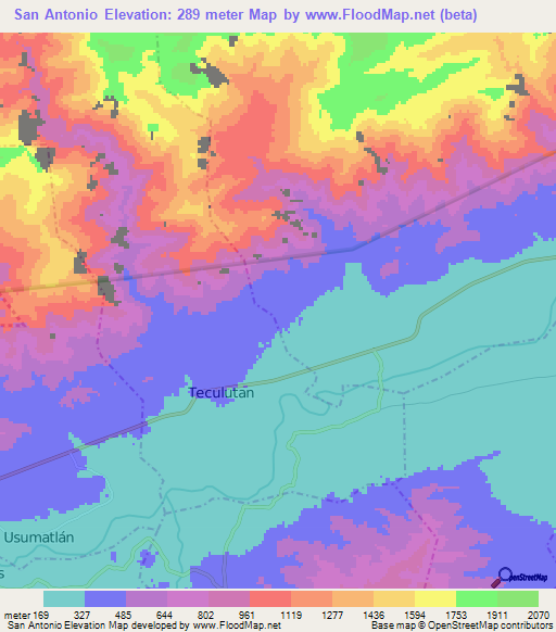 San Antonio,Guatemala Elevation Map