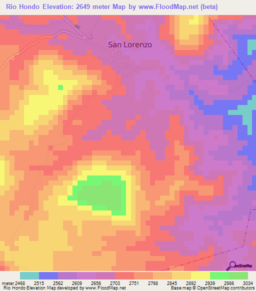 Rio Hondo,Guatemala Elevation Map