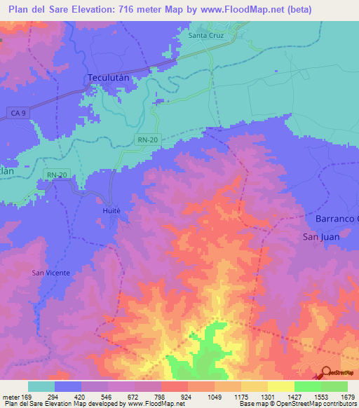 Plan del Sare,Guatemala Elevation Map