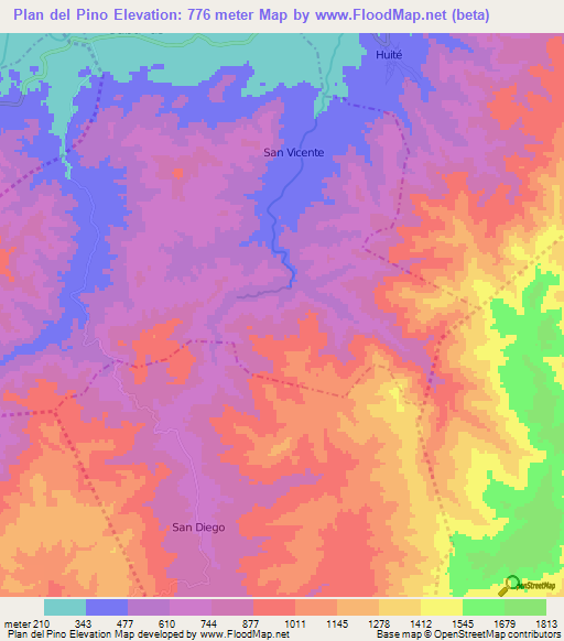 Plan del Pino,Guatemala Elevation Map