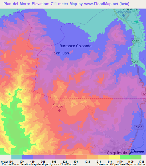 Plan del Morro,Guatemala Elevation Map