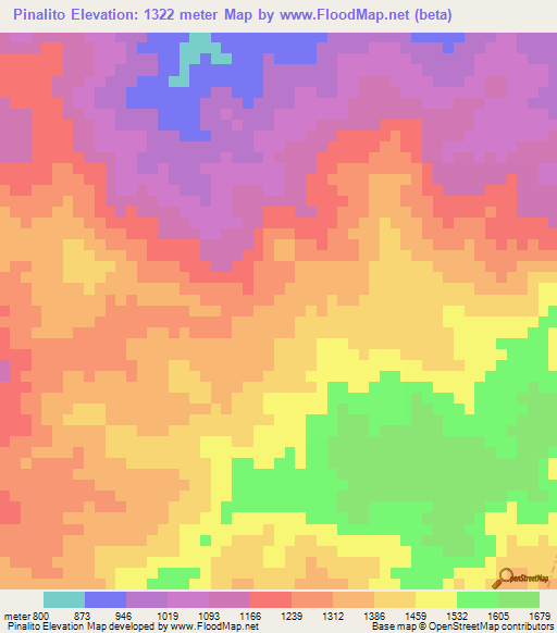 Pinalito,Guatemala Elevation Map