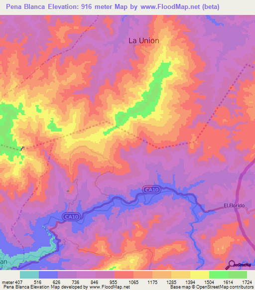 Pena Blanca,Guatemala Elevation Map