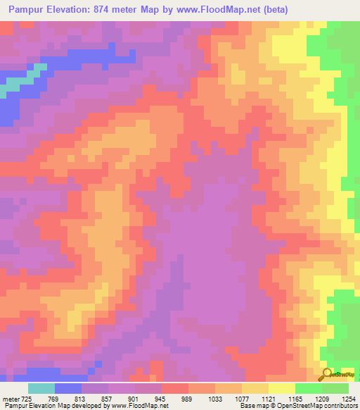 Pampur,Guatemala Elevation Map