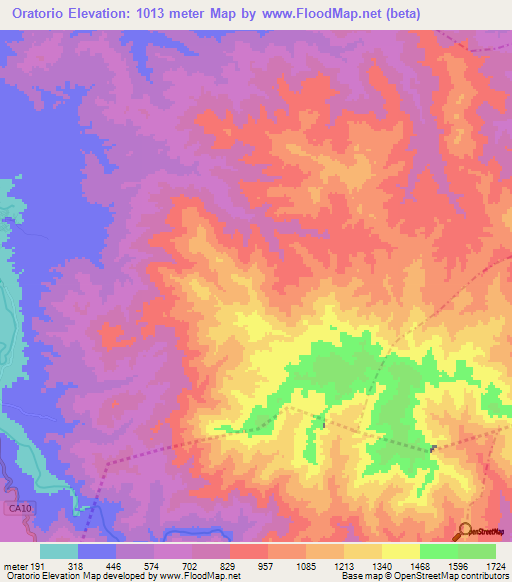 Oratorio,Guatemala Elevation Map