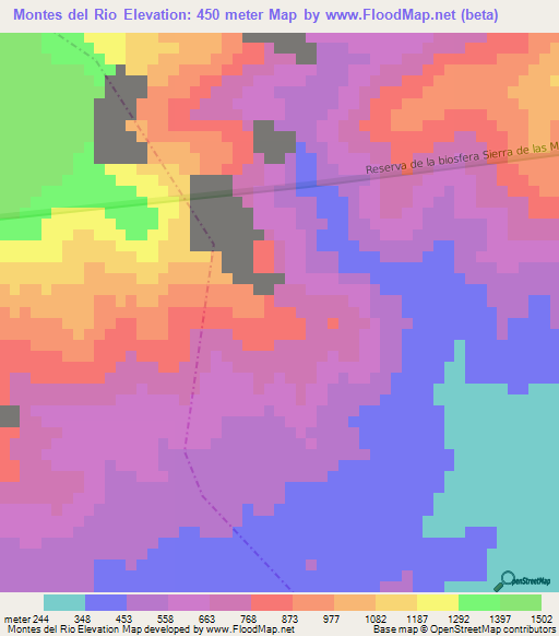 Montes del Rio,Guatemala Elevation Map