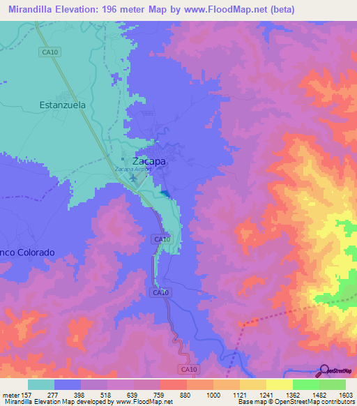 Mirandilla,Guatemala Elevation Map